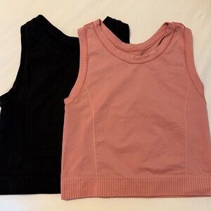 2 Old Navy Pink & Black Racer Back Tank Tops active seamless